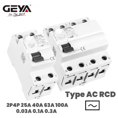GEYA GYL9 Type AC RCD Electromagnetic Circuit Breaker ELCB RCCB Electric1P+N 3P+N 25A 40A 63A 100A R