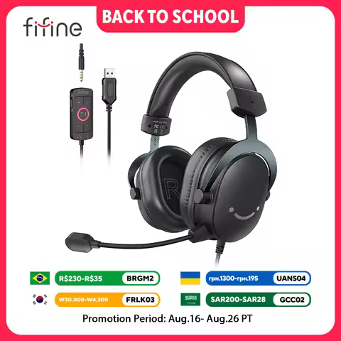 FIFINE Headset,3.5 mm Jack & USB Headphone with 7.1 Surround Sound/Volum Control/Mute Switch for PC 