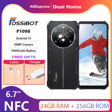 FOSSIBOT F109S Rugged Smartphone 10600mAh 6.745"HD+ Android 15 24(6+18)GB+256GB 50MP NFC/GPS 18W 4G 
