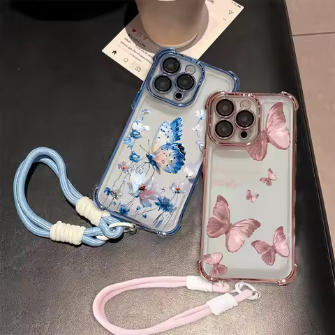 Butterfly With Lanyard Chain Casing For Huawei Honor 400 Ltie Pro X9A X9B X8C X8B X8A X7A X6C X6A X5