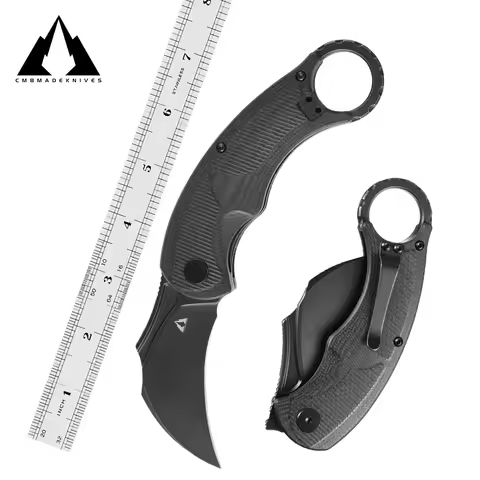 CMBMADEKNIVES Falcon Folding Karambit Japan AUS-10 Steel G10 Handle Tactical Survival Camping Outdoo