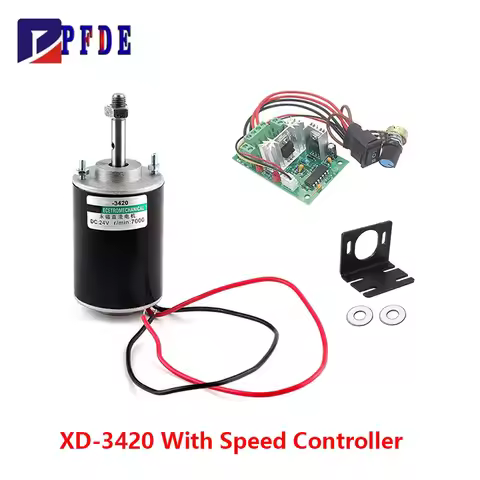 30W XD-3420 High Torque DC Motor 12V/24V with PWM CW/CCW and Speed Controller Permanent Magnet Motor