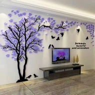 Three-dimensional Acrylic Couple Tree Left Version DIY Crystal Three-Dimensional Wall Sticker Self-Adhesive Living Room Sofa TV Wall Sticker Mirror Wallpa