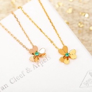 [1:1] VCA Clover Necklace Collarbone Necklace Emerald Clover Classic Frivole Series Necklace