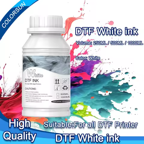 Colorsun DTF White Ink for All DTF Printer for Epson R1390 L1800 L805 DX3 DX4 DX6 DX7 DX5 Printhead 