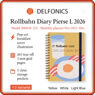 DELFONICS Rollbahn Diary Pierse L 2026 Monthly Planner, Large B6 Spiral Notebook (Oct 2025 – Dec 202