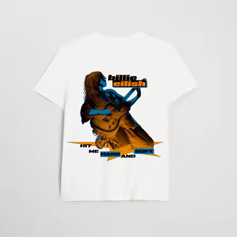 Live in 3D Guitar Solo Billie Eilish Graphic Tee Cotton Mens Womens T-Shirt Vintage Streetwear