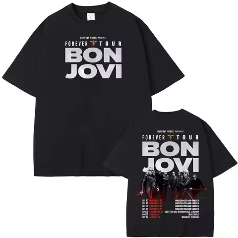 Bon Jovi Grunge Band Forever TOUR 2026 Tee Summer Casual Tshirt 100% Cotton Comfortable High Quality