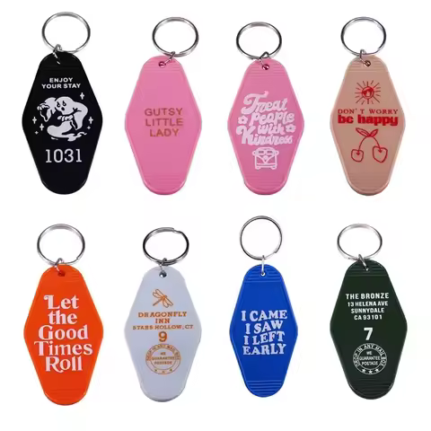 Hotel Motel Acrylic Colorful Plastic Pendants Keyring Key Chain Travel Baggage Tag Key Ring Keytag K