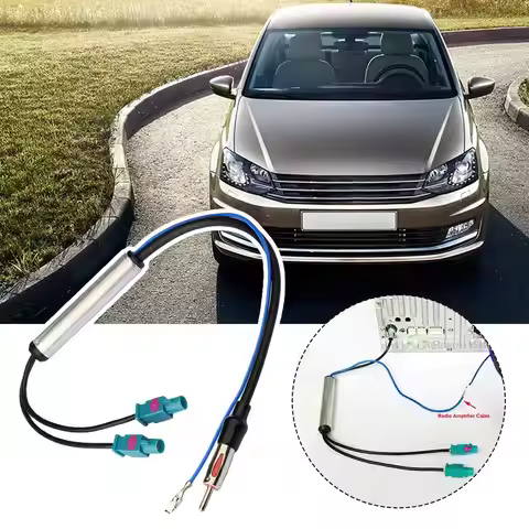 Car Radio Antenna Adaptor for AUDI Adapter AM/FM Audio Cable Dual Fakra-Din Aerial Antenna Signal Bo