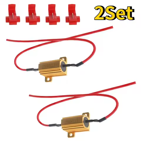 2 Sets 25W 50W Aluminum Shell Wirewound Load Resistors 6 Ohm / 8 Ohm Resistance 12V for Car LED Turn