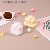 { TRSG } Super Soft Cute Q-Bullet Simulated Hamster Fidget Toy Mini Squishy Toys Kawaii Stress Relief Squeeze Toy TPR Deion Toy  .