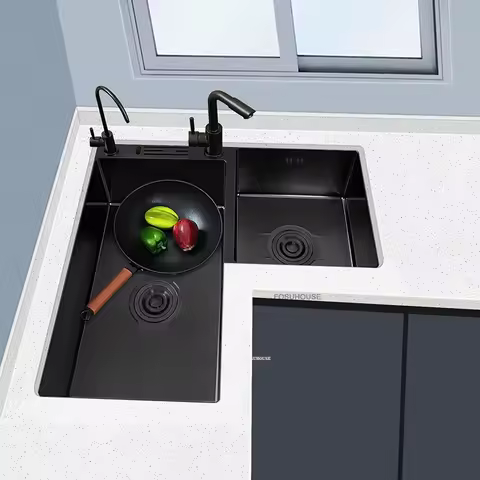 Luxury Art Corner Kitchen Sinks Home Kitchen Accessories Stainless Steel Thickened Handmade Basin Cr