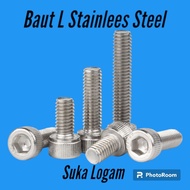 Bolt L M10 x 120 (Length 12cm Coarse Thread) Stainless Steel 304 Threaded/ 14 L8 Key/