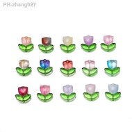 10/20Set Tulips Flower Lampwork Beads Multicolor Glass Flora Beads Multicolor Loose Beads for DIY Br