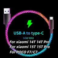 KAIYUE RGB Gradient Light  typec to typec fast charging 6A 66W for Huawei P50 Fast Charging  for Xia