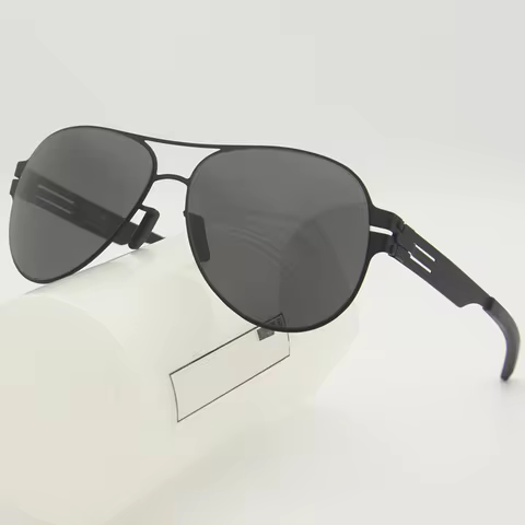 Germany Brand Screwless Classic Aviation Sunglasses Men Ultralight Stainless Steel Polarized Sun Gla