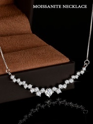 Vvi Moissanite Necklace สร้อยคอเงินแท้ 925 เพชรโมอีส สร้อยคอไหปลาร้า ยิ้ม สวยมาก vvs/D สำหรับผู้หญิง