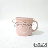 HOMECO 1pcs Mug Stoneware Keramik 510ml Deboss Gelas Jumbo Gelas Camper Gagang Kreatif