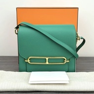 愛馬仕HERMES Roulis系列 豬鼻子19 Mini 絲絨綠金扣 EC皮