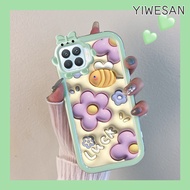 YIWESAN Casing Ponsel untuk OPPO A93 2020 F17 Pro Reno 4F Reno 4 Lite Reno 4 5G Case 3D bunga Monste