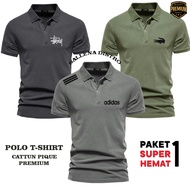 HITAM Polo SHIRT Collar Men T-SHIRT PAY 1 OR 3pize Short Sleeve POLO Premium Logo stuzz, adds grs, l