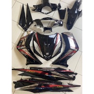 Coverset New Arrival Lc135 V1 HLY Hitam Full + Spark (6) Merah Chrome Thailand Gred A Class Stripe S