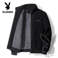 PLAYBOY Common Collar Jacket Jacket Winter New Mens Down Thickened Lambswool Jacket Mens Wool Jacket