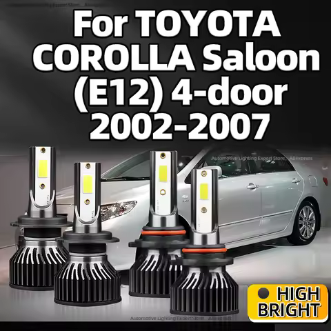 4pcs LED Bulbs Headlight COB H7 HB3 Auto High Low Lamp 25000LM For TOYOTA COROLLA Saloon E12 4-door 