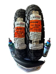 CORSA PLATINUM CROSS S 90/80/14 / 110/80/14 BUNDLE PAIR WITH SEALANT AND TIRE VALVE TUBELESS