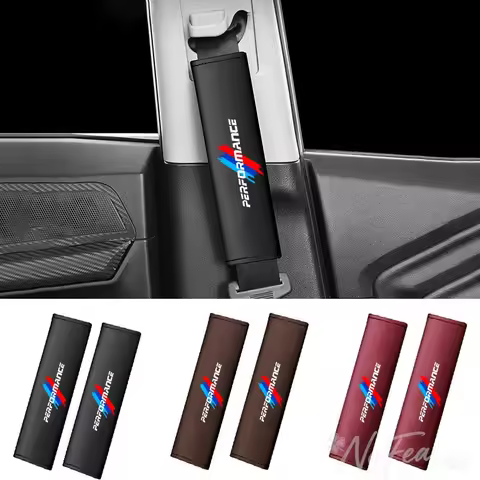 For BMW Performance X1 X3 X4 X5 E46 E90 F20 E60 E39 Leather Car Logo Seat Belt Cover Shoulder Protec