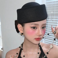 Mũ Beret Phong Cách Cổ Điển Màu Trắng Cho Nữ Mũ Thuyền Trưởng Mũ Stewardess Mũ Tròn Mềm Mại Mũ Trùm