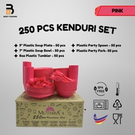 MUTIARA 250 PCS KENDURI SET DINNER SET - PLASTIC PLATE, BOWL, TUMBLER, SPOON, FORK FOR PARTIES &  GA