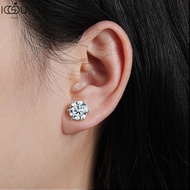 IOGOU GRA Certified 3.0ct 9mm Round Moissanite Unisex Stud Earrings Simple 6-Prong Setting Gold Plat