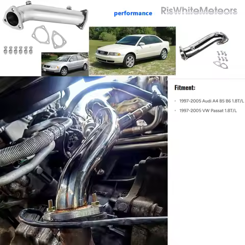 Downpipe Exhaust for 1997-2005 Audi A4 B5 B6/VW Passat B5/B5.5 Turbo-Charged 1.8L/1.8T I4 DOHC J2 En