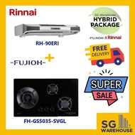 FUJIOH X RINNAI COMBO [FH-GS5035SVGL Fujioh Glass Cooker Hob GS5035 5035 5035SVGL &RH-90ERI Rinnai S