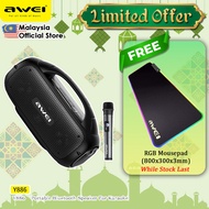 Awei Y886 Wireless Speaker with Microphone Surround Bass Sound Outdoor Speaker Portable Karaoke Spea