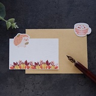 【秋。刺蝟散步】卡片信封 米色紋路厚磅藝術紙 質感小卡 牛皮紙