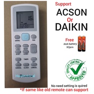 Air Cond Remote Control For ACSON DAIKIN 1HP-3HP (Free Battery)