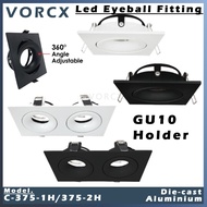C-375 360 Angle Adjustable Die-cast Aluminium GU10 Eyeball Fitting White + White / Black + Black