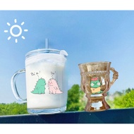 Glass cup Dinosaur horse magic astronaut lolita cup with handle and straw lid 140ml 400ml C29U14 car