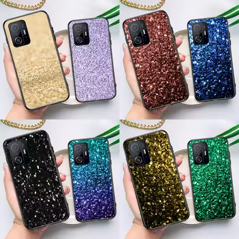 Aqua Blue Rainbow GLITTER SPARKLES Case Cover For Xiaomi Mi 11 Lite 10T 11T Pro Phone Case For POCO 