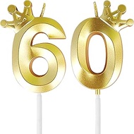 AIYONG 60th Birthday Candles, Birthday Candle 60 Number Candle 60 with Crown, Women Men 60th Birthda