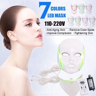 110V-220V 7 Colors LED Light Facial Mask Photon Face Neck Mask Rejuvenation Face Mask Machine Beauty Light Therapy For Home Use US Plug