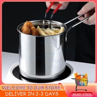 【Local Stock】Deep Frying Pot 304 Stainless Steel Kitchen Fryer With Strainer Tempura Fryer Pan Chicken Fried Chicken Coo