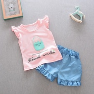 Suit Girls Children's Clothing Set Cute Sleeveless 2pcs suit