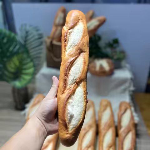 Fake Baguette Bread Prop, PU Realistic French Loaf Model for Home Kitchen Decor, Photography Backgro