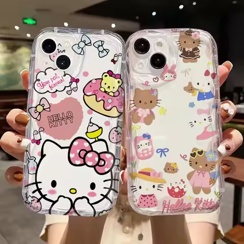 Cute Hello Kitty Clear Phone Case For Samsung Galaxy S23 S24 S25 S22 Plus Ultra S21 S20 FE A04E F06 