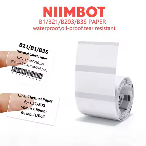 Niimbot Transparent Self-adhesive Label Paper For Mini Portable Thermal Printer Round Sticker B1/B21