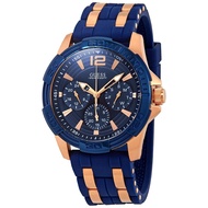 Guess W0366G4 Oasis Blue Dial Blue Rubber Mens Watch Original - Jam Tangan Pria - Guess W0366G4